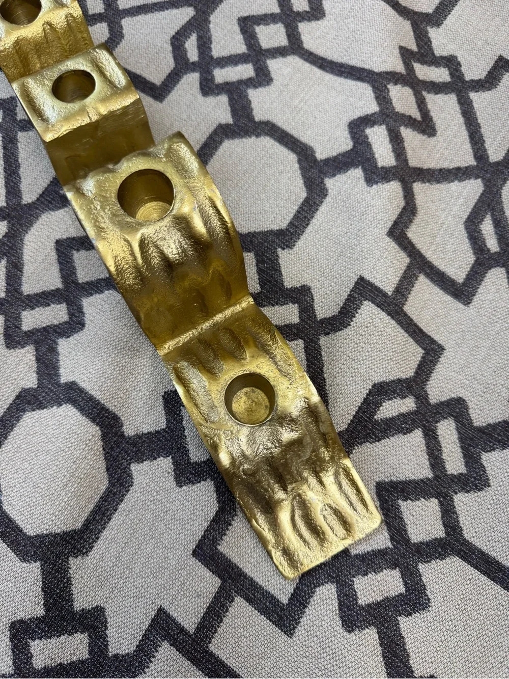 MCM Style Sculptural Gold Metal Wave Candelabra Taper Candle Holder Centerpiece
